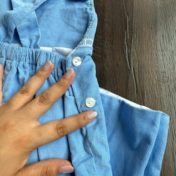 Toddler Corduroy Embroidered Farm Theme Overalls Light Blue Cotton Size 4T - Picture 7 of 12